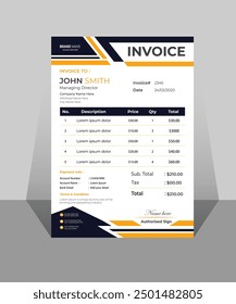 Clean invoice template with vector design.