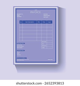 Clean invoice template vector design and Invoice minimal design template. Bill form business invoice accounting.