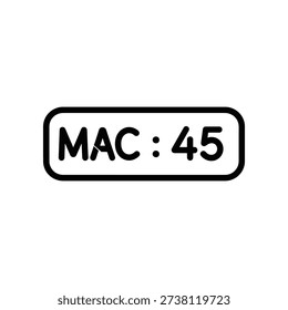 Clean isolated black and white MAC address label with number 45, ideal for tech, networking, and security projects.
