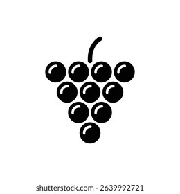 Clean, isolated vector illustration of a cluster of grapes in black and white. Simple icon design perfect for various applications.