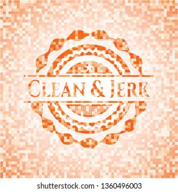 Clean & Jerk abstract orange mosaic emblem with background
