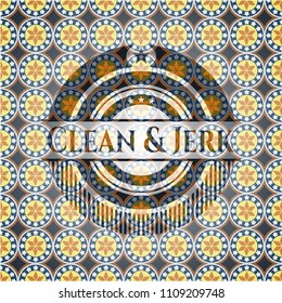  Clean & Jerk arabesque style emblem. arabic decoration.