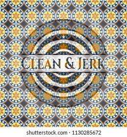 Clean & Jerk arabesque style emblem. arabic decoration.