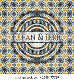 Clean & Jerk arabic badge background. Arabesque decoration.