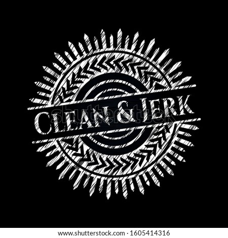 Clean & Jerk chalk emblem written on a blackboard. Vector Illustration. Detailed.
