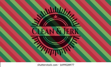 Clean & Jerk christmas colors style badge. Vector Illustration. Detailed.