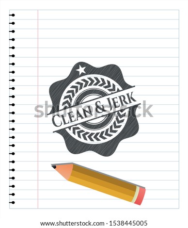 Clean & Jerk draw with pencil effect. Vector Illustration. Detailed.