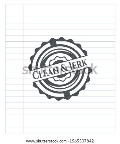 Clean & Jerk draw with pencil effect. Vector Illustration. Detailed.