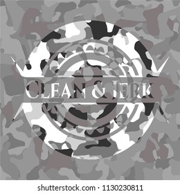 Clean & Jerk grey camouflaged emblem