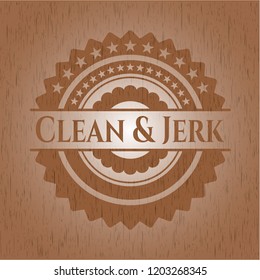 Clean & Jerk retro style wood emblem