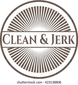 Clean & Jerk retro wood emblem