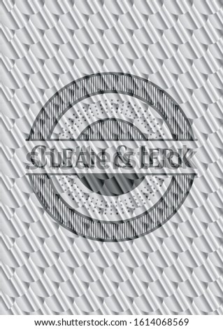 Clean & Jerk silver emblem. Scales pattern. Vector Illustration. Detailed.