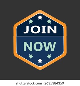 Clean Join Now Hexagon Badge | Simple Vector Promo Label