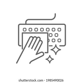 Clean keyboard,disinfect, laptop vector flat illustation