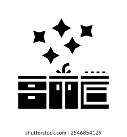 saubere Küche Oberfläche Glyphe Symbol Vektor. sauberes Küchenoberflächen-Schild. einzelne Symbolgrafik