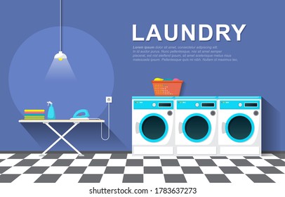 Clean Laundromat Washing Machine Laundry Tools Modern Interior