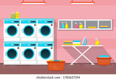 Clean Laundromat Washing Machine Laundry Tools Modern Interior