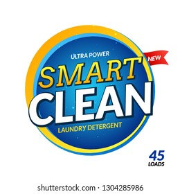 Clean laundry detergent design wash powder. Laundry cleaner soap concept product template.