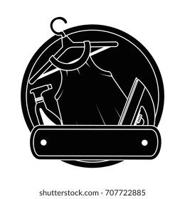 Clean laundry with iron and splash bottle emblem product