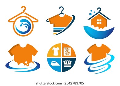 clean laundry logo design . set of logos for laundry service . Vector illustration