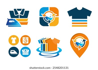 clean laundry logo design . set of logos for laundry service . Vector illustration