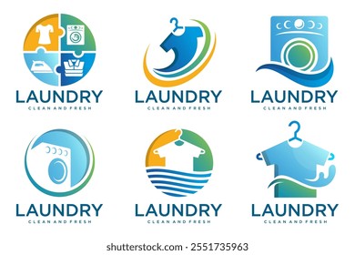 clean laundry logo design . set of logos for laundry service . Vector illustration