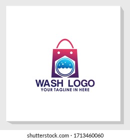 clean laundry logo design template vector, cleaning logo template inspiration