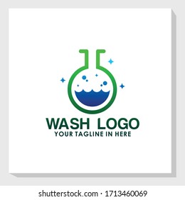 Design-Vektorillustration des Waschlogos, Inspiration für die Reinigung des Logos