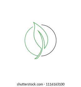 clean leaf logo, minimalist leaf template, Vector leaf, green shape and monochromatic one. Abstract emblem, design concept, logo, logotype element for template.