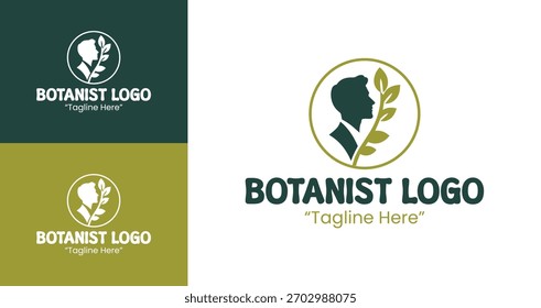 Sauberes botanistisches Emblem für Umwelt- und Pflanzenforschung.