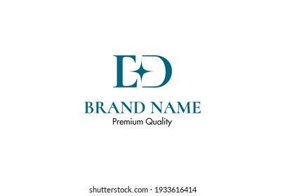 Clean Letter E D Logo with Sparkle Design Vector Template suitable for beauty care or women product or service