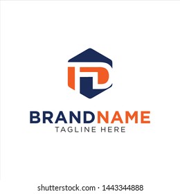 Clean  Letter F D Hexagon Logo Design