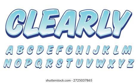 Letras isoladas do efeito de texto itálico azul claro limpo