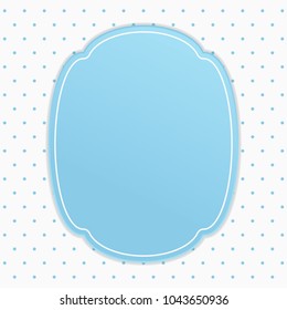 Clean light blue vertical oval frame for place text with white small polka dot background