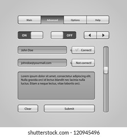 Clean Light User Interface Controls 5. Web Elements. Website, Software UI: Buttons, Switchers, Arrows, Navigation Bar, Menu, Search, Comments, Scroll, Scrollbar, Input, Text Box Area