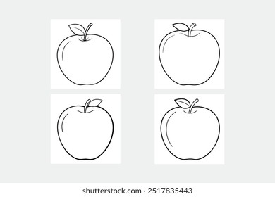 Vetor de ícone de maçã de arte de linha limpa, escalável para impressão minimalista ou projetos digitais.