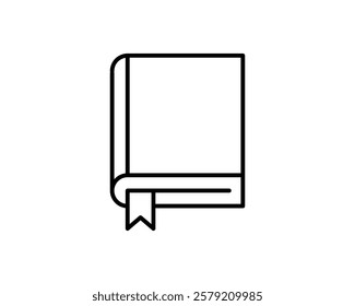 Clean line art book icon with a bookmark. Perfect for educational websites, apps, or any project needing a simple, elegant book symbol.  Versatile design suitable for various applications.