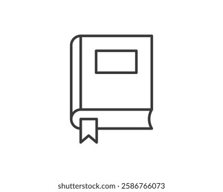 Clean line art book icon with a bookmark, perfect for websites, apps, or educational materials.  Simple, modern design suitable for various projects needing a reading, learning, or literature theme.