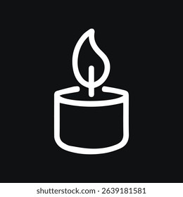 A clean line art depiction of a candle against a black background offering a minimalist aesthetic perfect for conveying concepts of remembrance peace and hope.
