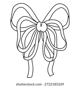 Arco del doodle del arte de la línea limpia hecho de la cinta en el fondo blanco. Símbolo visual de elegancia, celebración y diseño pensativo