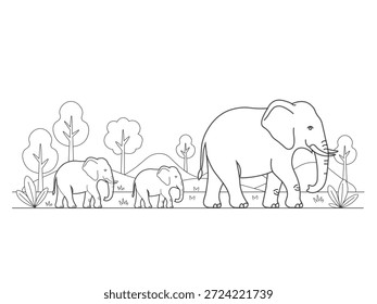 Clean Line Art Elephant Vector Design