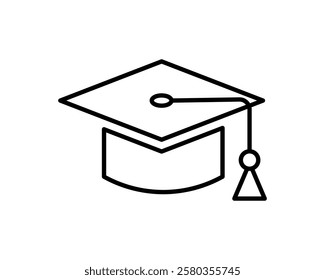 Clean line art graduation cap icon perfect for educational websites, presentations, or app interfaces.  Simple, modern design ensures versatility across various projects.  Download now