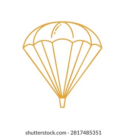 A clean line art graphic of a parachute design isolated on a white background in a simple yellow stroke style.