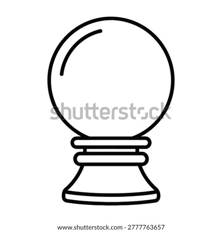 A clean line art icon of a classic crystal ball on a decorative stand. Perfect for themes of magic, fortune telling, psychic readings, divination, and mystical arts.