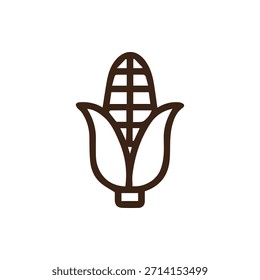 A clean line art icon of a corn cob with its husk. Ideal for food apps farm produce or healthy eating themes.
