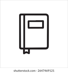 Um ícone de arte vetorial representando um diário ou bloco de anotações fechado com um indicador. Ideal para materiais educacionais, planejadores pessoais e interfaces digitais que exigem um símbolo de livro.