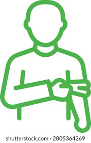 Clean Line Art Icon Representing a Person Wearing a Smartwatch on Their Wrist