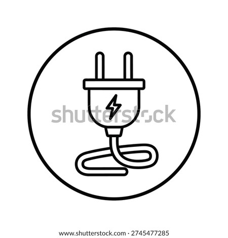 Clean line art icon representing electrical power connection, suitable for technology, energy, and innovation themes. Versatile for digital platforms and print.