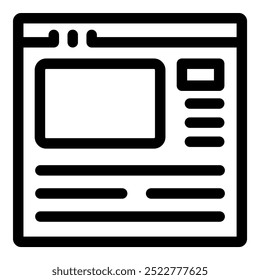 Clean line art icon of a website layout showing content, sidebar and browser window