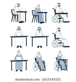 Clean line art icons of office professionals and hospital patients. Ideal for medical apps, corporate documents, and healthcare signage.